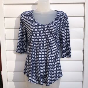 Tianello Blue and White Patterned Top